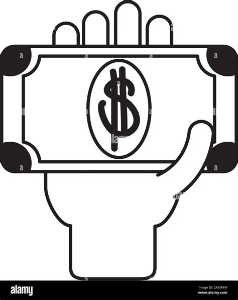 Hand Showing Bill Cash Money Business Financial Line Style Icon Vector