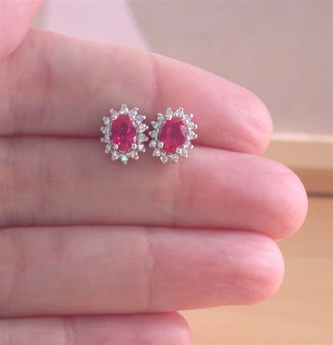 Ruby Lab Created Earrings Silver Ruby Stud Earrings Ruby