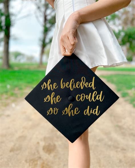 She Believed She Could Decal Graduation Cap Decal Diy Decor Etsy