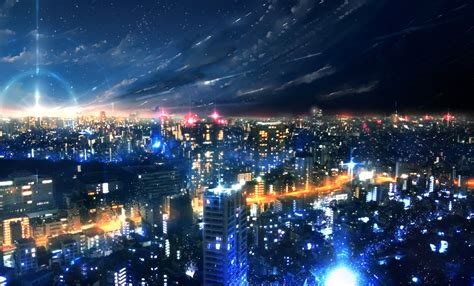 Download Night Sunset City Anime Original Hd Wallpaper By Advarcher