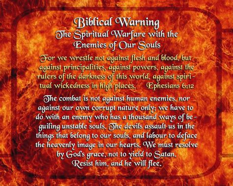 Biblical Warning The Spiritual Warfare With The Enemies Of Our Souls
