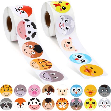 Buy 1000 Pieces Adorable Round Face Animal Stickers Farm Face Animal