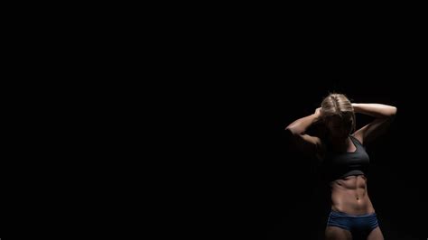 Sexy Fitness Model Pose On Black Background High Resolution Sport Photography Wallpaper