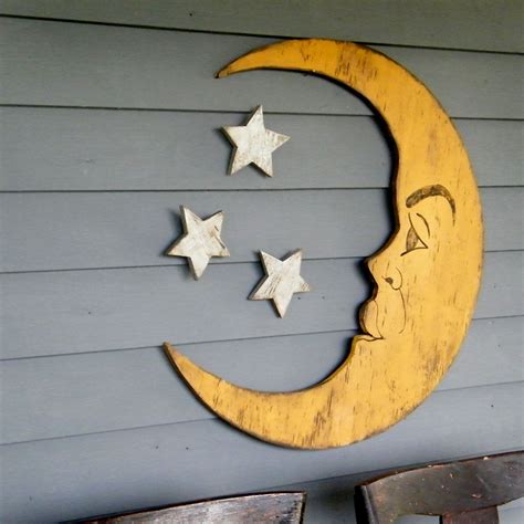 Moon Sign Nursery Decor Crescent Moon Lunar Man In The Moon Etsy