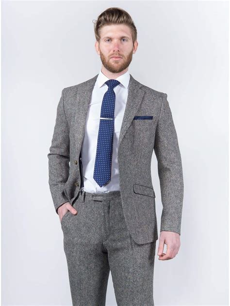 Torre Mens Grey 100 Wool Donegal Tweed Blazer Hire5 Menswear