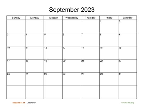 Basic Calendar For September 2023