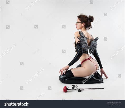 Naked Woman Latex Stockings Gloves Bdsm Stock Photo