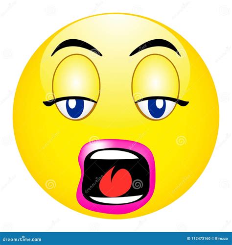 Smiley In The Form Of A Bored Girl With Bright Lips Stock Vector