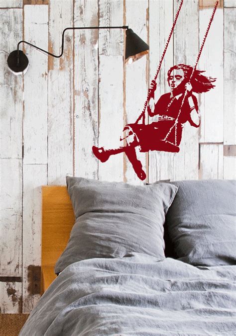 Wall Decal Banksy Girl On A Swing Wall Sticker Banksy Parking Etsy