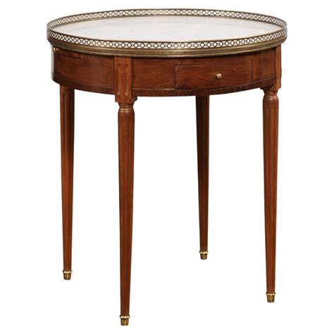French Louis Xvi Style 1890s Bouillotte Table With Marble Top And Brass Gallery For Sale At 1stdibs