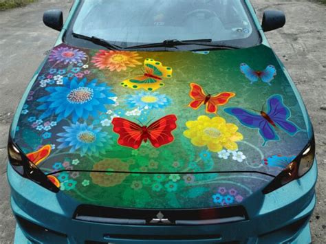 Car Hood Wrap Full Color Butterflies Art Graphic Vinyl Decal Custom