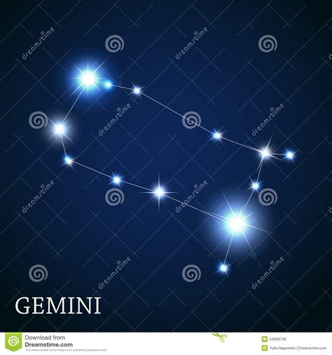 Gemini Zodiac Sign Of The Beautiful Bright Stars Stock Vector