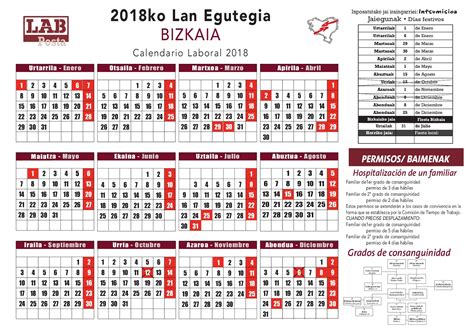 Bilbao calendario laboral bizkaia 2021 : LAN EGUTEGIA 2018 CALENDARIO LABORAL
