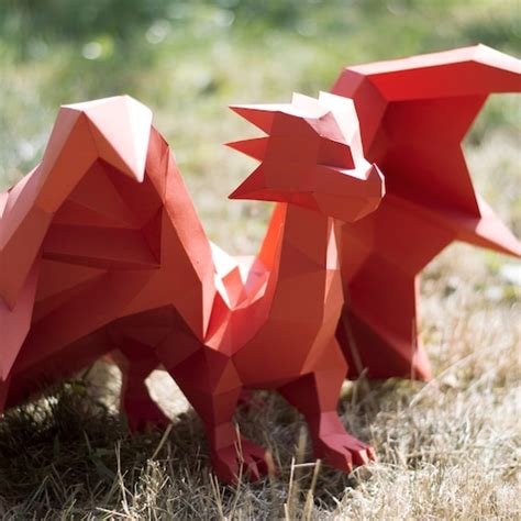 Diy Papercraft Dragon Turn This Printable Pdf Pattern Into An Etsy