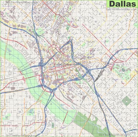 Large Detailed Street Map Of Dallas Texas Street Map Printable Maps
