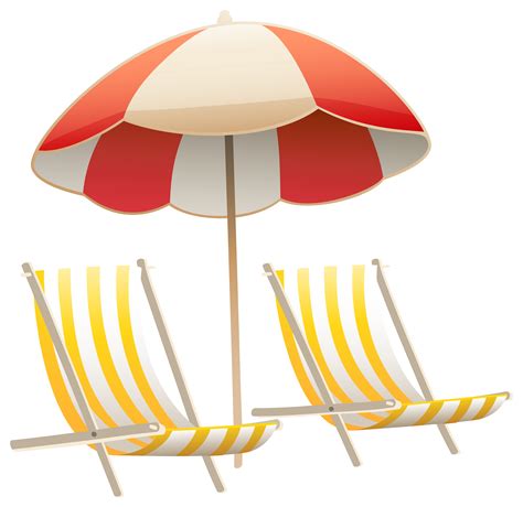 Beach Umbrella And Chair Cartoon