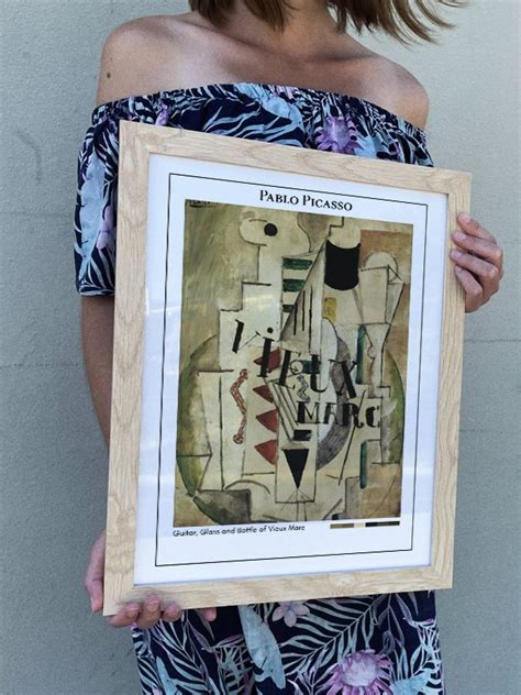 Pablo Picasso Guitar Glass And Bottle Of Vieux Marc Poster Poster