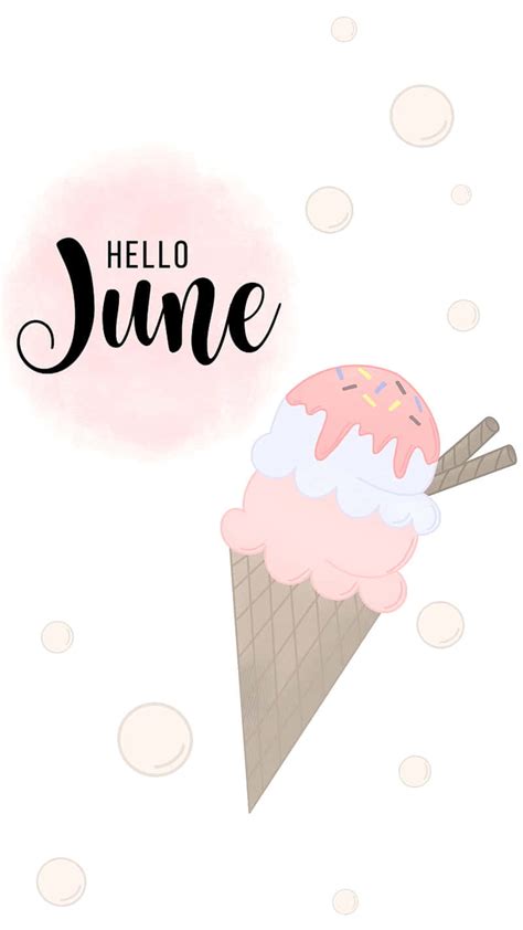 Download Hello June Ice Cream Cone With A Pink Ice Cream Wallpaper