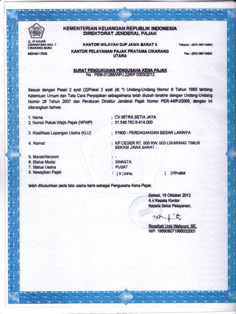 Sumber untung plastik, sebuah perusahaan plastik terkemuka di jawa timur dengan kualitas. Dokumen Legalitas CV Mitra Setia Jaya Cikarang - PKP ...