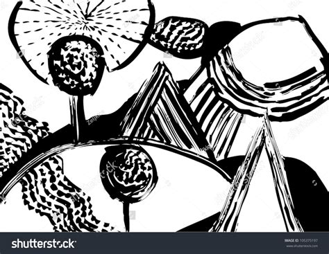 Vector Illustration Abstract Black White Nature Stock