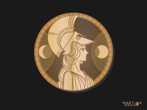 athena greek helmut shield coin golden gold beauty wisdom peace god of war athena goddess