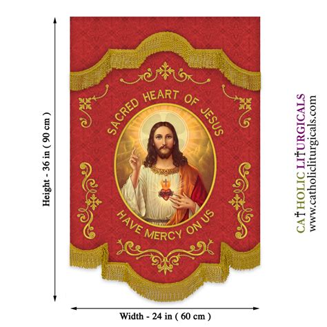 Sacred Heart Of Jesus Banner 24 X 36 Inches Embroidered Banner Of