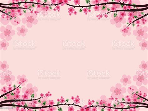 Cherry Blossom Flower Greeting Card Template Background Border Stock
