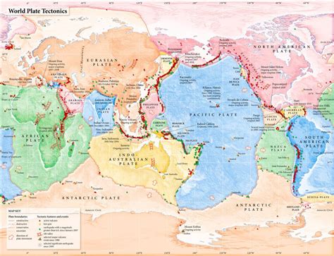 World Plate Tectonics A Thematic Map Of The Worlds Plates And Tectonic