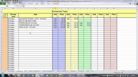 Using Excel For Recipe Costing And Inventory Linking Food Cost