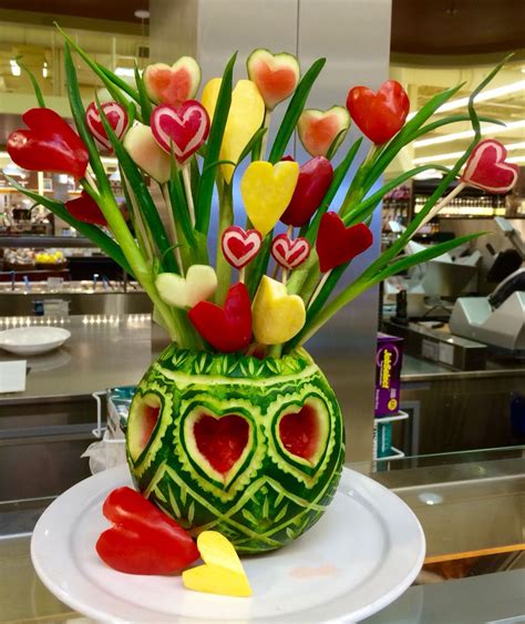 Happy Valentines Day Fruit Carving Edible Centerpieces Vegetable