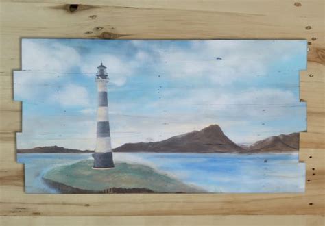 Lighthouse Painting Beach Lighthouse Pallet Wood Reclaimed
