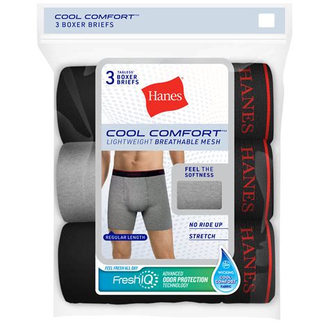 Hanes Mens 3 Pk Cool Comfort Boxer Briefs Assorted Colors