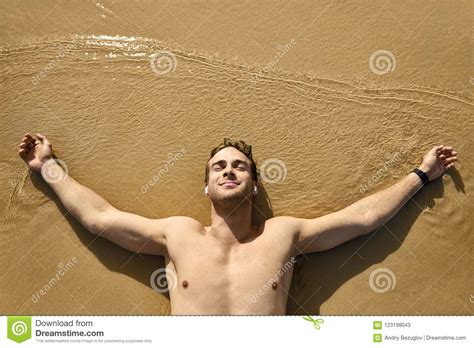 Tanned Guy On Beach Stock Image Image Of Male Earphone 123199043