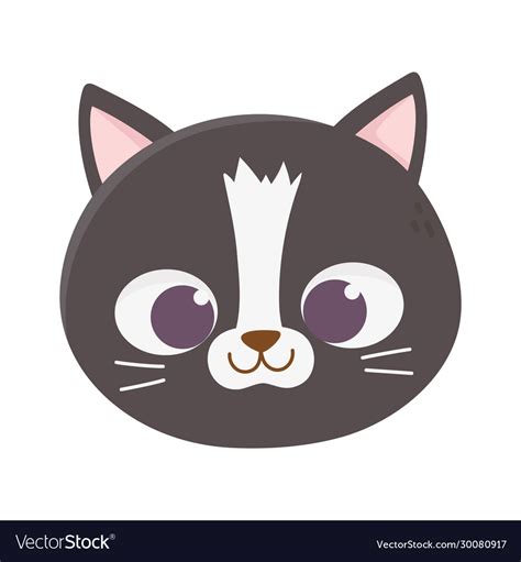 Cute Cat Face Feline Cartoon Animal Icon Vector Image