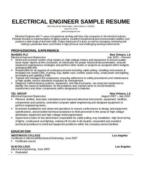 electrical engineer resume template business
