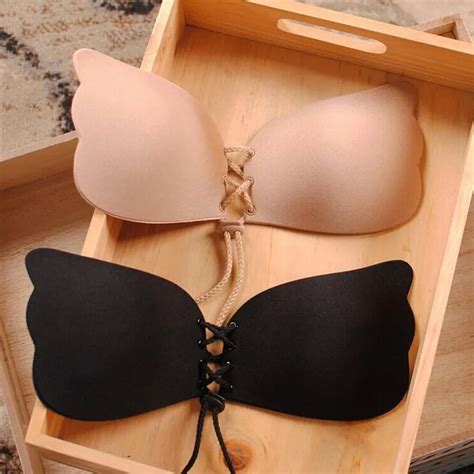 Women Self Adhesive Strapless Blackless Solid Bra Stick Silicone Push