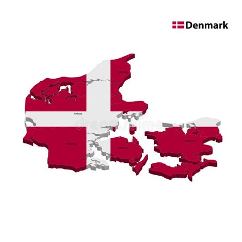Vector Flag Map Of Denmark Map Of Denmark Denmark Map Stock Vector
