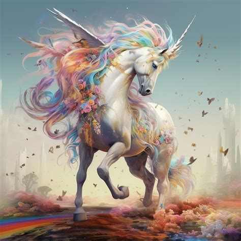 Premium Ai Image A Unicorn With A Rainbow On Its Back Is Shown
