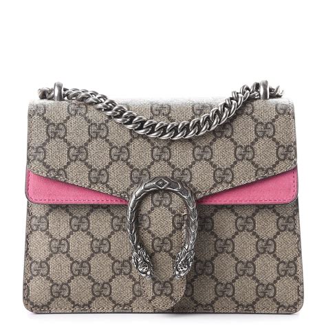 Gucci Gg Supreme Monogram Mini Dionysus Shoulder Bag Pink 264284