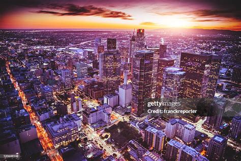 Los Angeles Aerial View Skyline High Res Stock Photo Getty Images