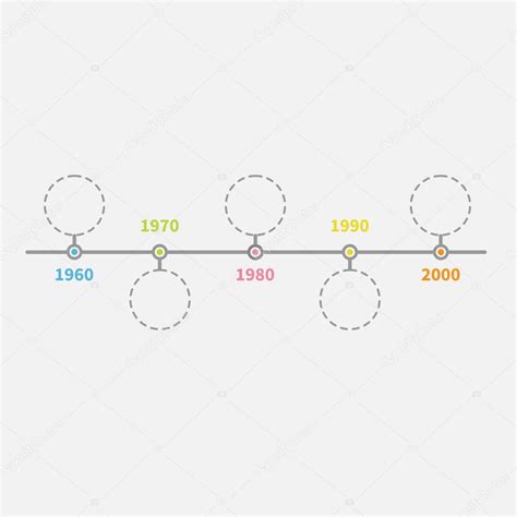 Timeline Infographic With Empty Dash Line Circles — Stock Vector