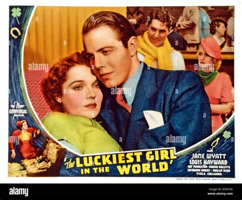 The Luckiest Girl In The World Us Lobbycard From Left Jane Wyatt Louis Hayward 1936 Stock