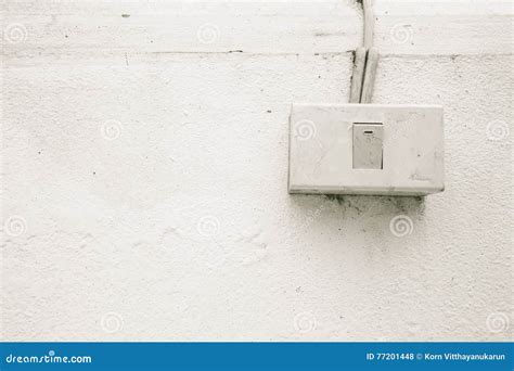 White Light Electric Switch On The White Wall Stock Photo Image Of