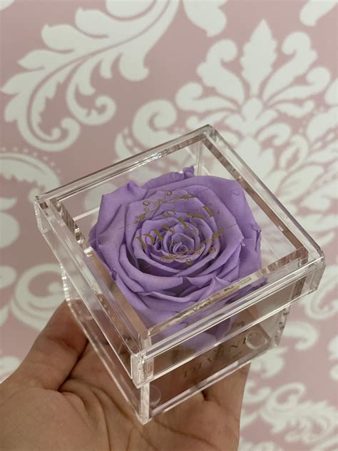 Single Mini Preserved Rose In Acrylic Box My Divine Decors Flower