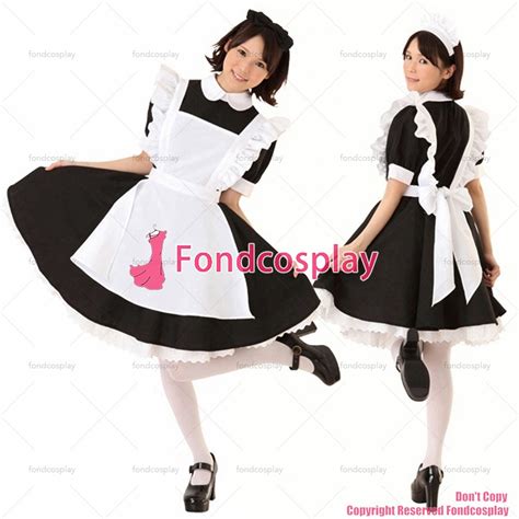 us 109 00 fondcosplay adult sexy cross dressing sissy maid short black cotton dress uniform