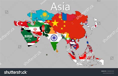 Vector Map Asia Separate Layers Names Vector De Stock Libre De