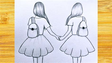 How To Draw Best Friends Holding Hands Easy Drawings For Beginners