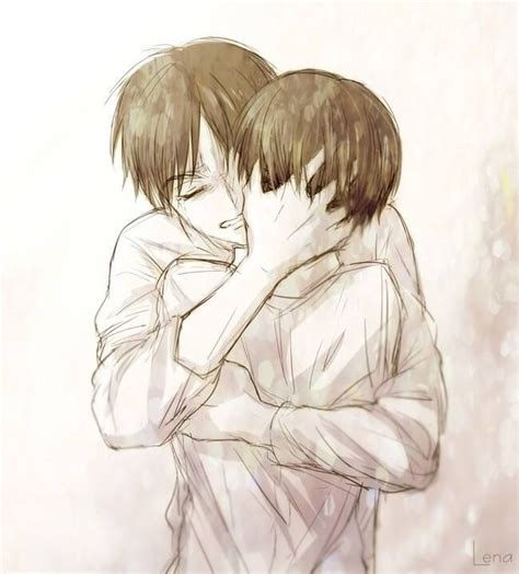 Yaoi Eren And Levi Attack On Titan Hug Tears Sweetness Drawing