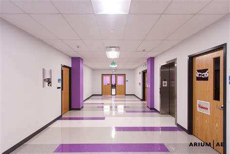 High School Hallway Accent Color Floor Accent Pattern School