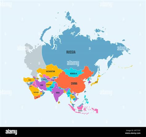 Asia Continent Political Map Tapestry Of Asia With Country Borders And